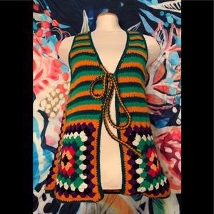 Vintage, crochet, festival top🍄✌🏻🌈